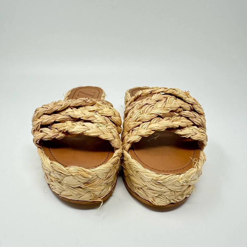 Zara Natural Raffia Platform Wedge Sandals Women's 37 - Picture 6 of 14